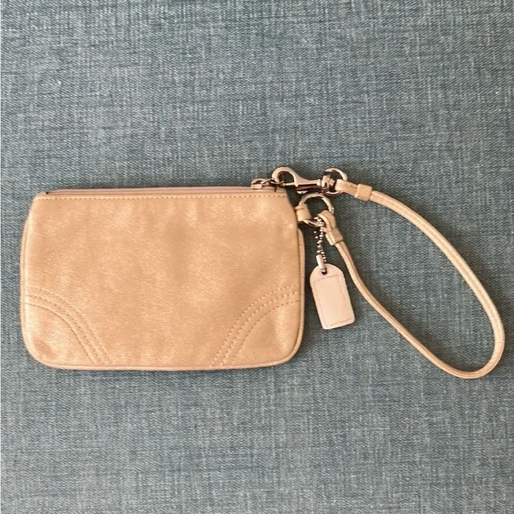 Metallic Coach Wristlet Clutch Purse